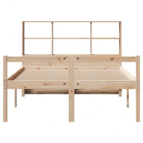 Seng med reol uden madras 120x190 cm massivt fyrretræ