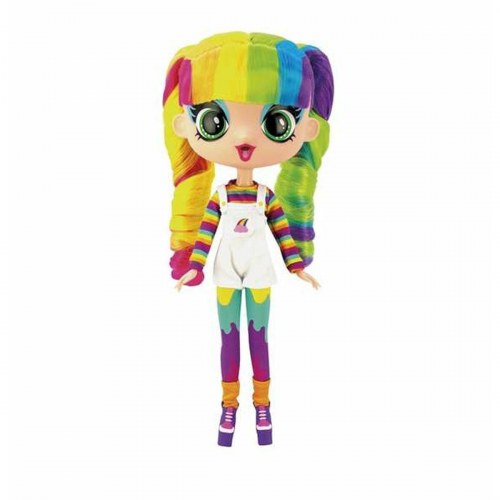 Dukke 28 cm - multifarvet fashiondukke med tilbehør