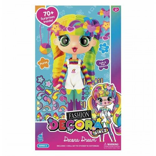 Dukke 28 cm - multifarvet fashiondukke med tilbehør