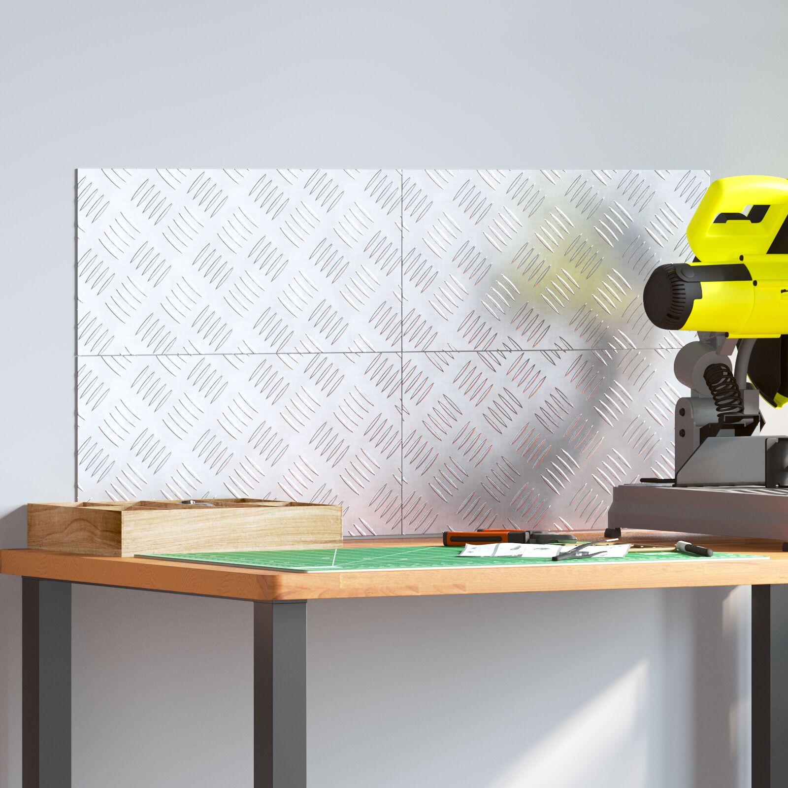 Checker plader 4 stk Sølv 40 x 20 cm Aluminium
