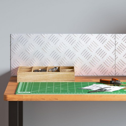 Aluminium Tjekket Plade Sæt af 2 Skridsikre 20x50 cm