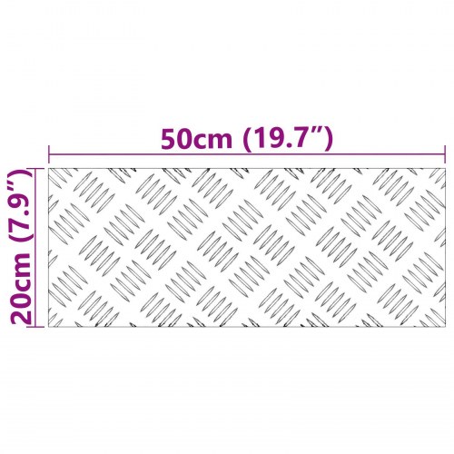 Aluminium Tjekket Plade Sæt af 2 Skridsikre 20x50 cm