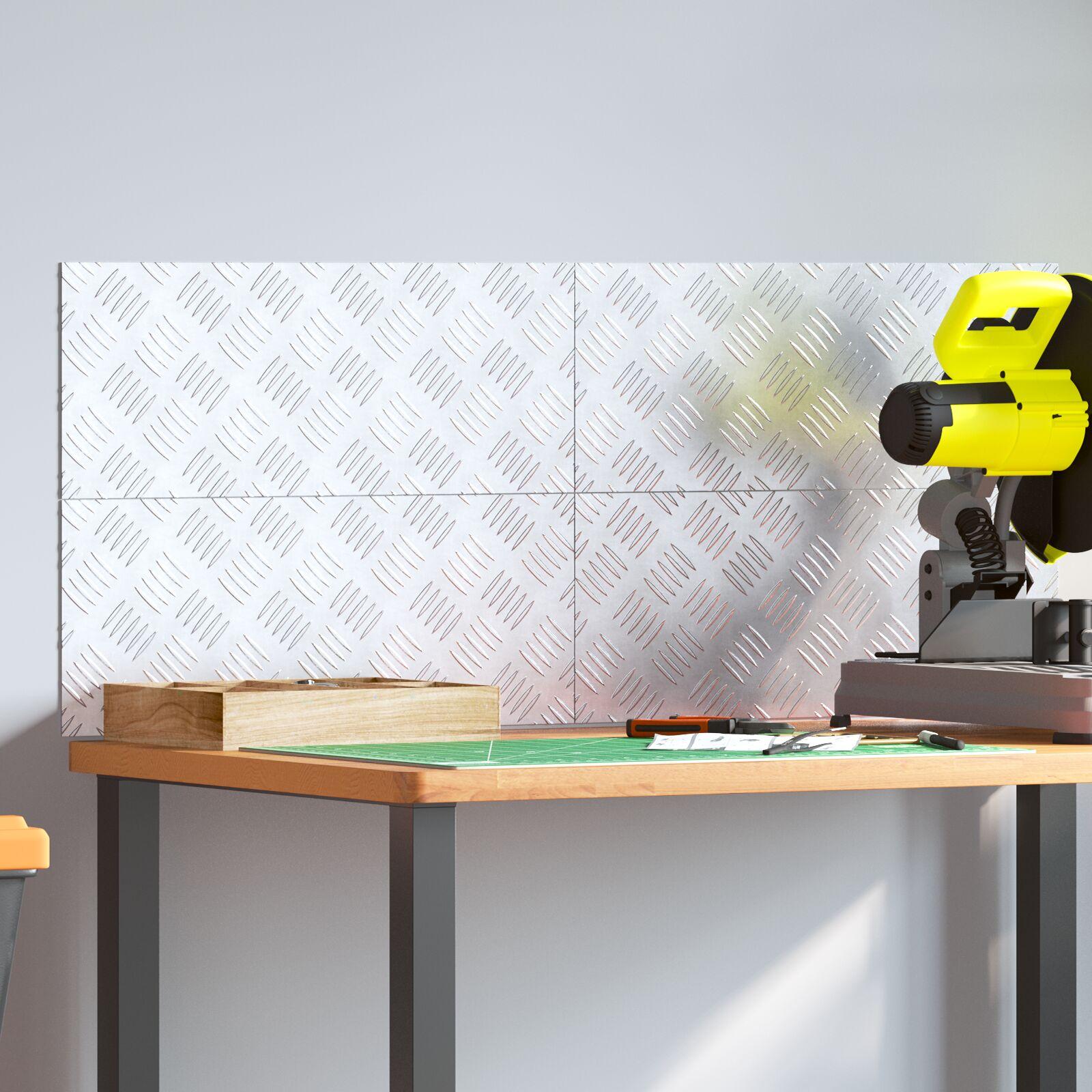 Checker plader 4 stk Sølv 50 x 20 cm Aluminium