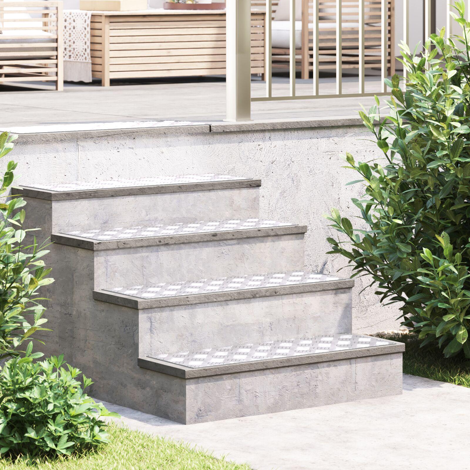 vidaXL Trappe Tread 4 stk. 75 x 25 cm Sølv Aluminium Rektangulær
