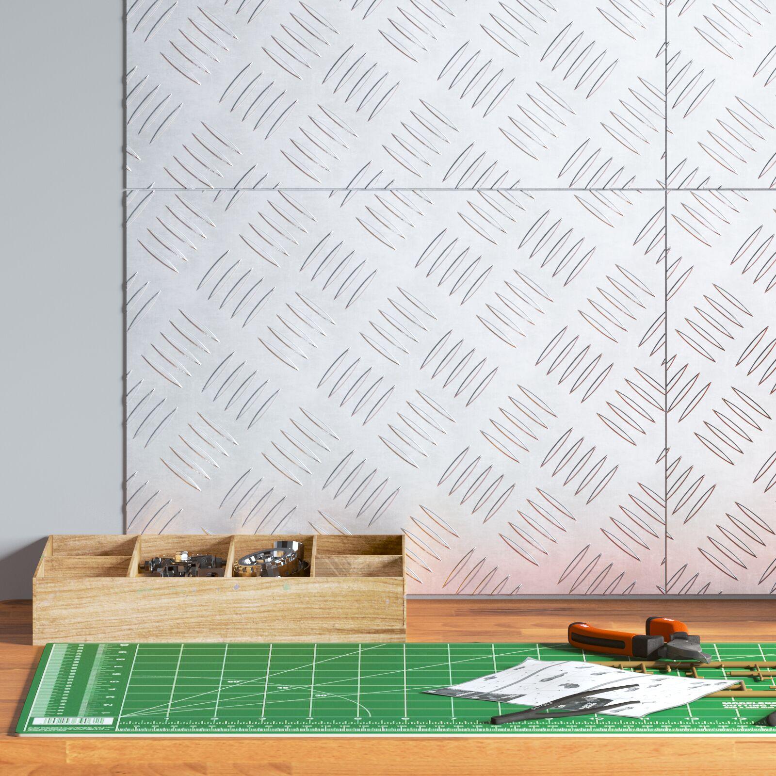 Checker plader 4 stk Sølv 40 x 30 cm Aluminium