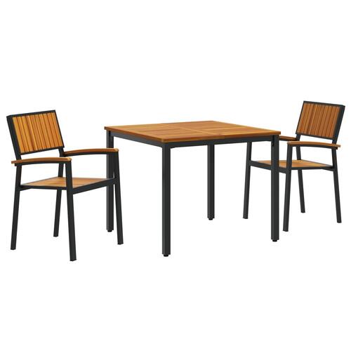 3 Stk Have Spisebord sæt Sort og Træ Metal og Træ Robust