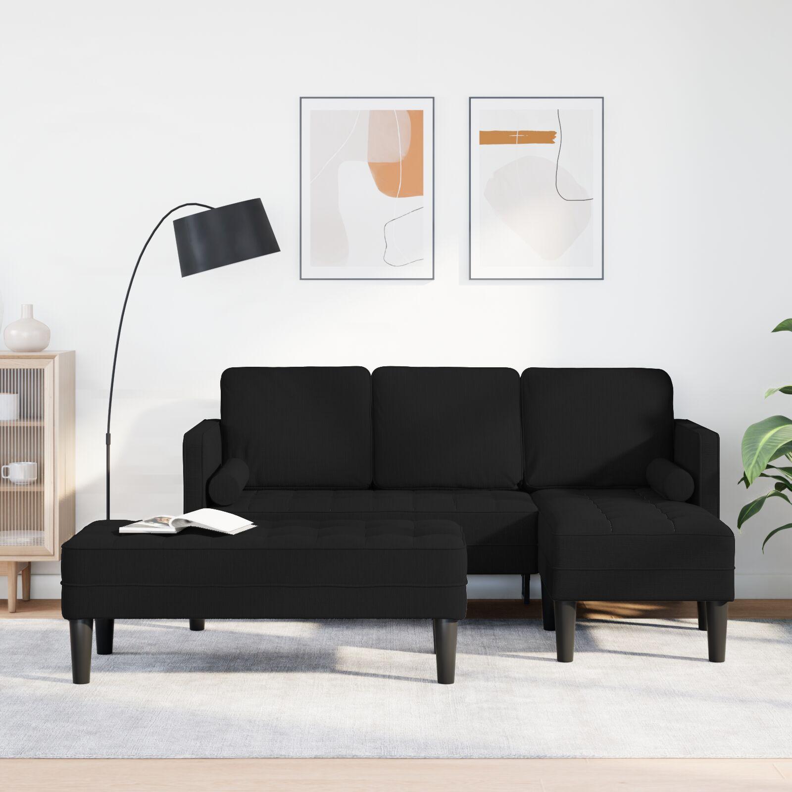 Sofa Sæt 2 Dele Sort 173 X 131 X 67 Cm Stof