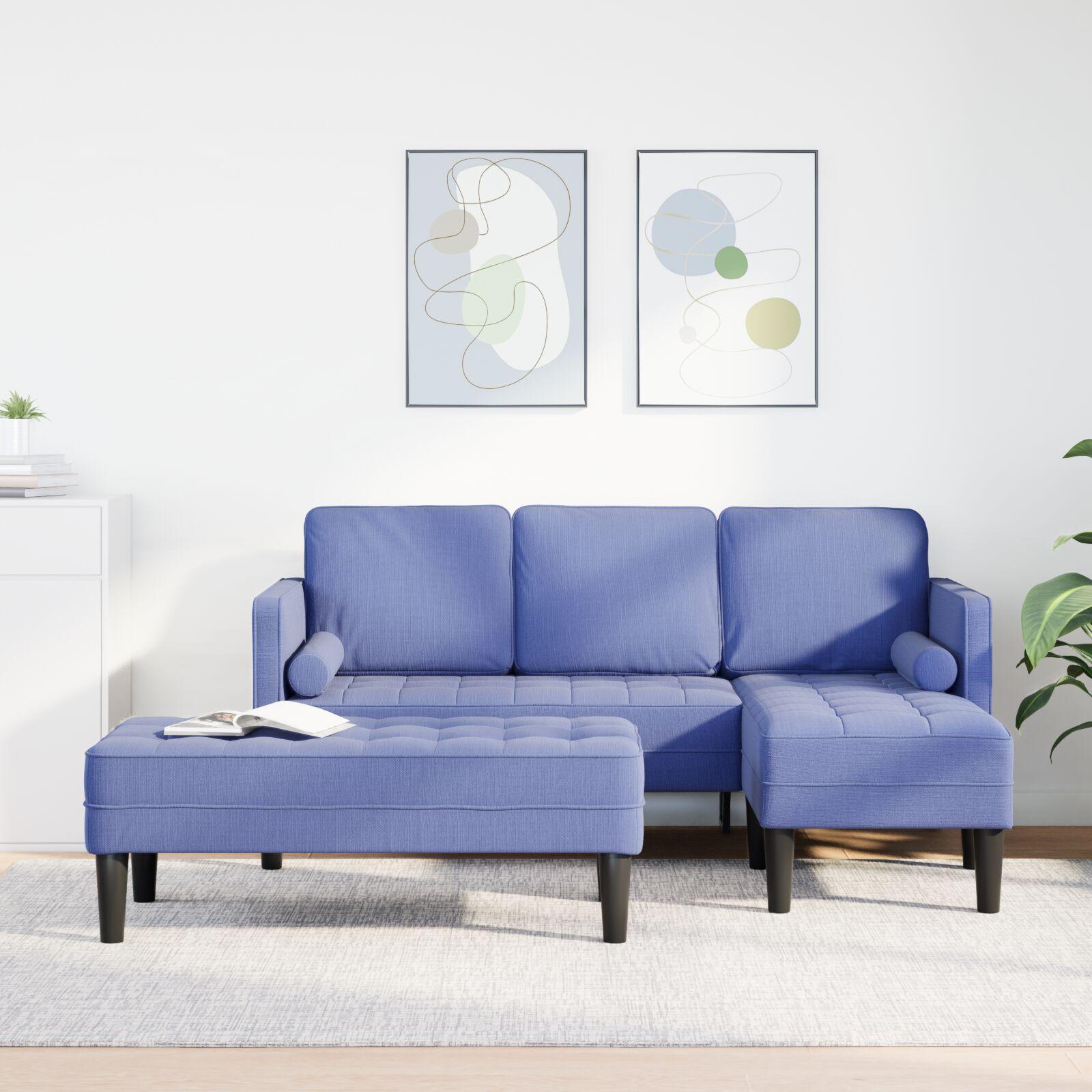 Sofa Sæt 2 stk Jeans blå 173 x 131 x 67 cm Stof