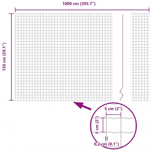 Havehegn Sæt Sæt af 2 Grå Pulverlakeret stål 10 x 1,5 m
