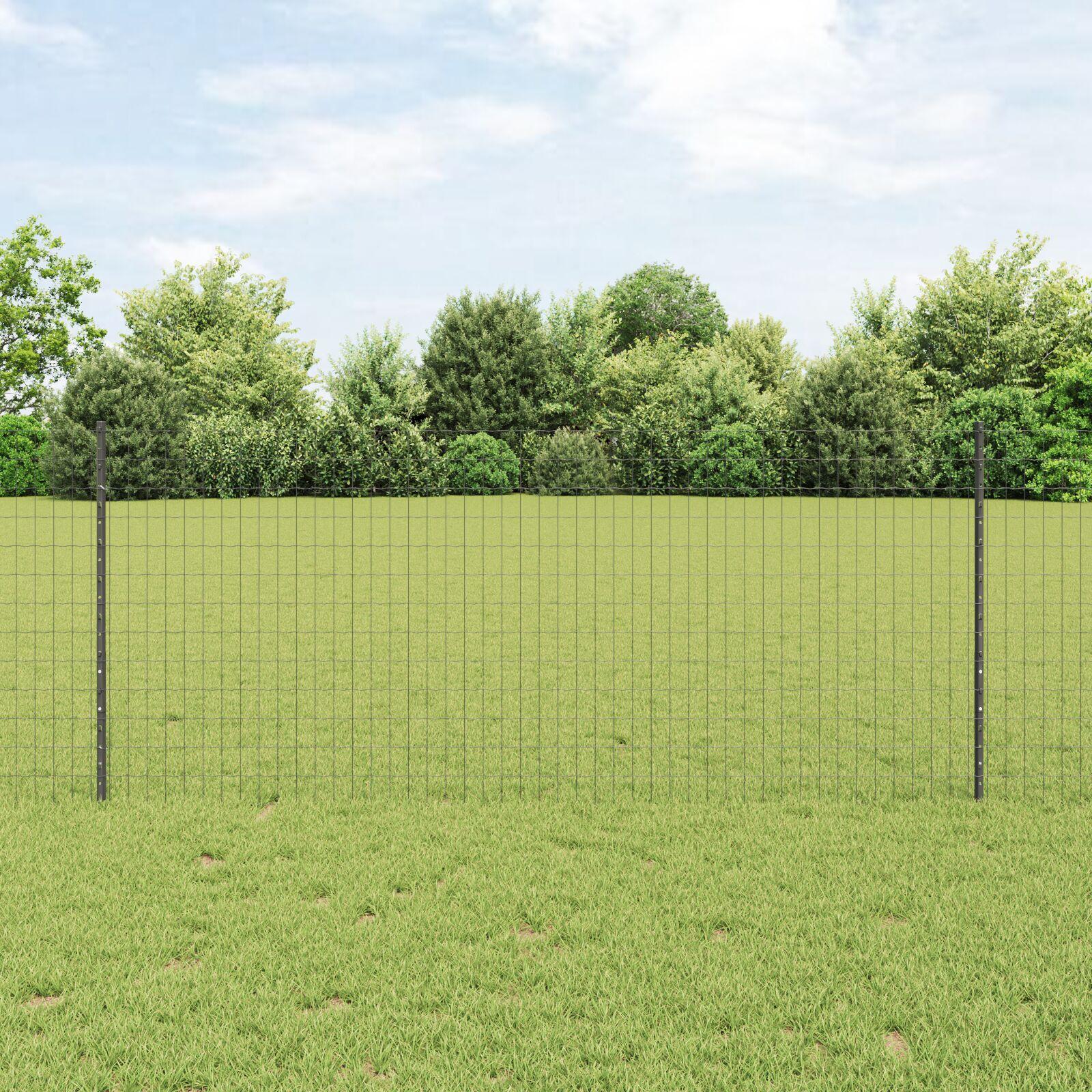 vidaXL Eurohegn med stolpe 10 x 1 m PVC-belagt stål Grå Mesh