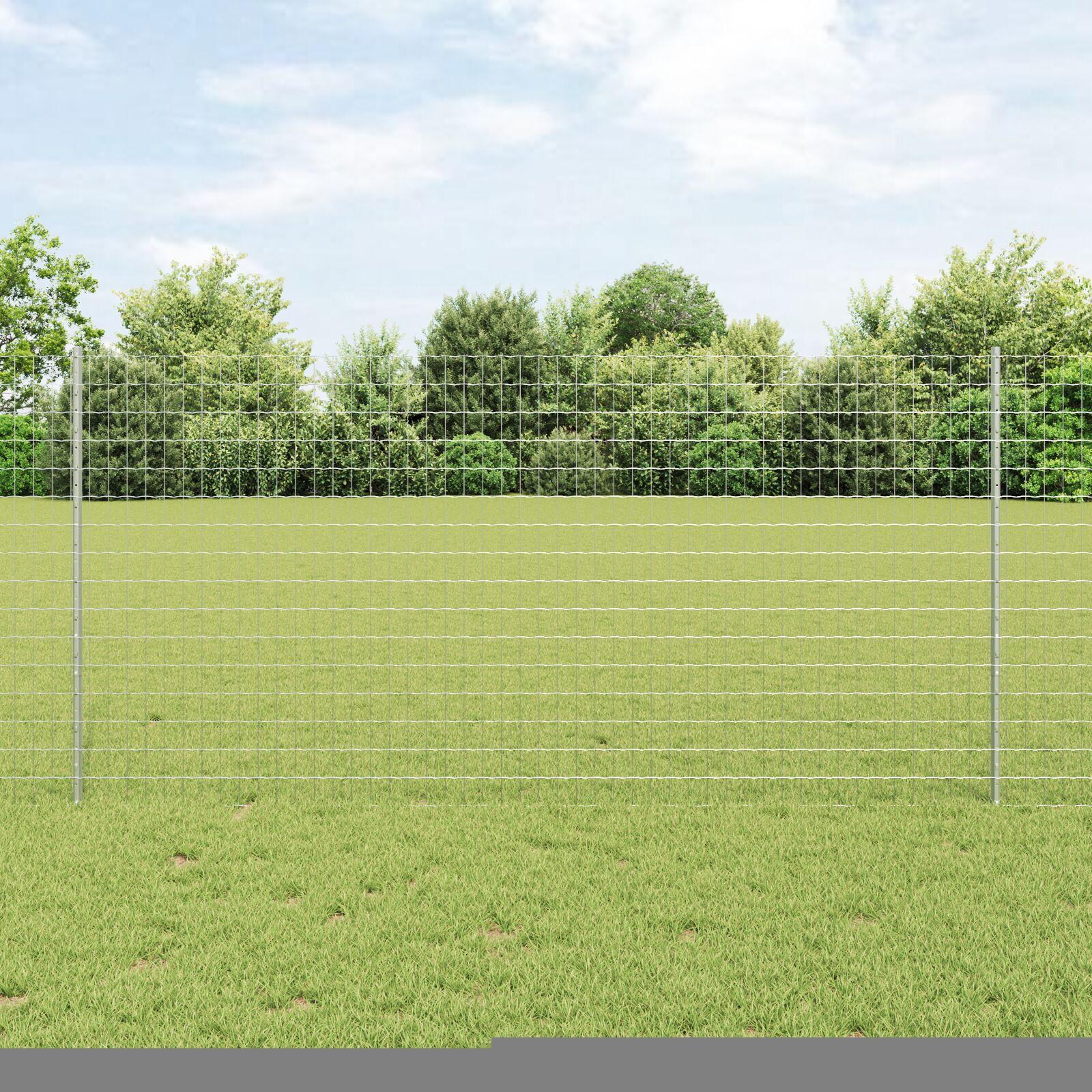 vidaXL Eurohegn med stolpe 10 x 1,2 m Galvaniseret stål Sølv Mesh