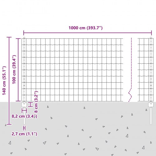 Havehegn Sæt Sæt af 2 Galvaniseret Stål 10 x 1 m Robust