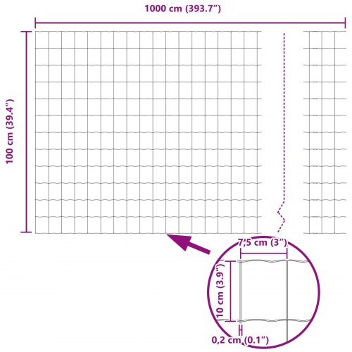 Havehegn Sæt Sæt af 2 Galvaniseret Stål 10 x 1 m Robust