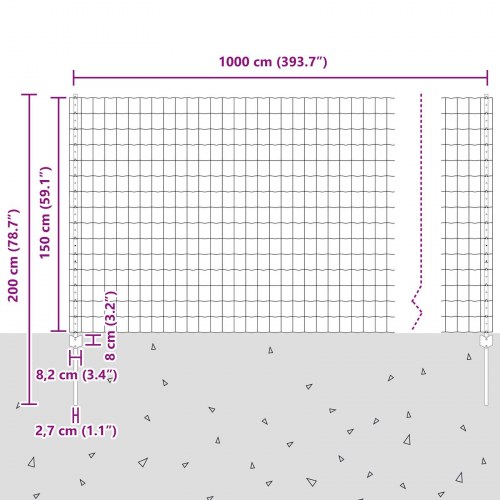 Have Hegn Rulle Sæt Sæt af 2 Galvaniseret stål 10 x 1.5 m Robust