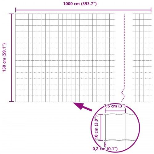 Have Hegn Rulle Sæt Sæt af 2 Galvaniseret stål 10 x 1.5 m Robust