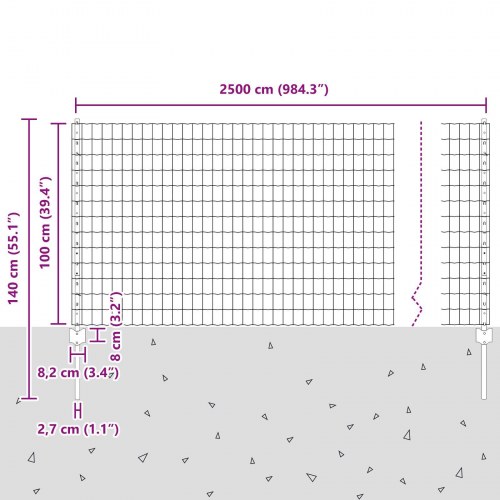 Havehegn Sæt 2 Stk Galvaniseret stål 25 x 1 m Slidstærk