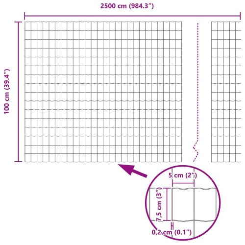 Havehegn Sæt 2 Stk Galvaniseret stål 25 x 1 m Slidstærk