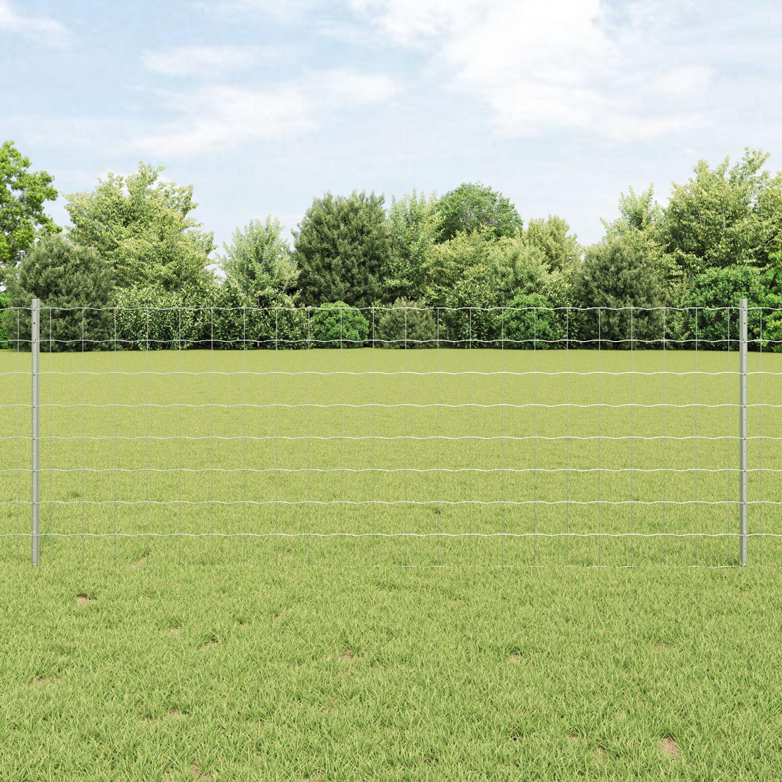 vidaXL Eurohegn med stolpe 25 x 0,8 m Galvaniseret stål Sølv Mesh