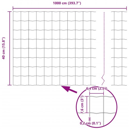 Havehegn Sæt Sæt af 2 Galvaniseret Galvaniseret stål 10 x 0.4 m