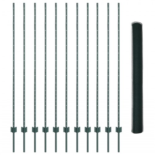 Sekskantet Havehegnsæt 2 Stk. Grøn Metal 25 x 1.5 m Holdbar