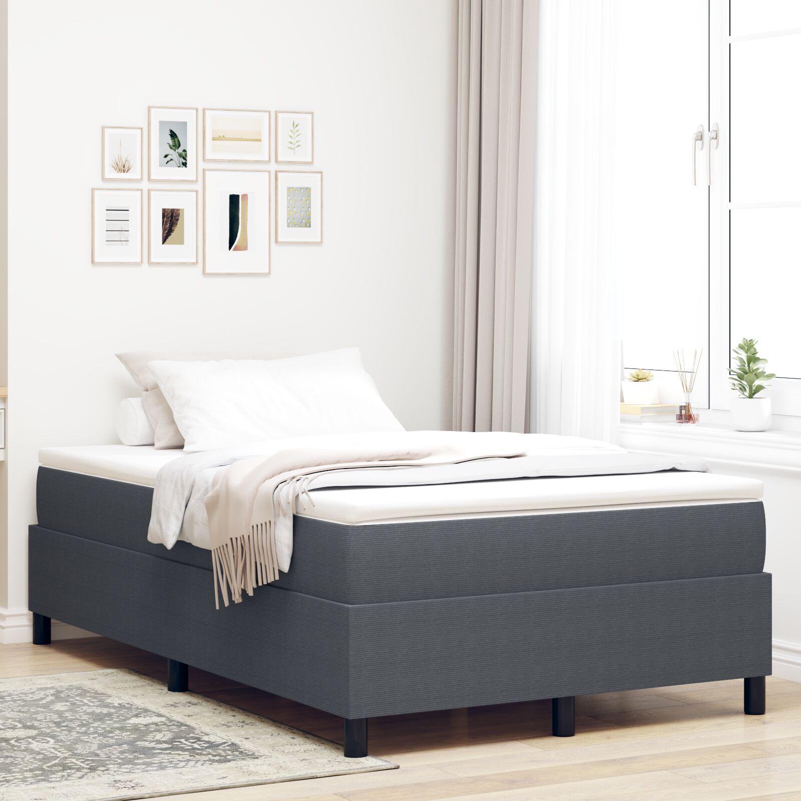 Box Spring Seng Mørkegrå Og Hvid 203 X 120 X 60 Cm