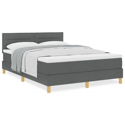 Box Spring Seng med madras Mørkegrå 160x200 cm Stof