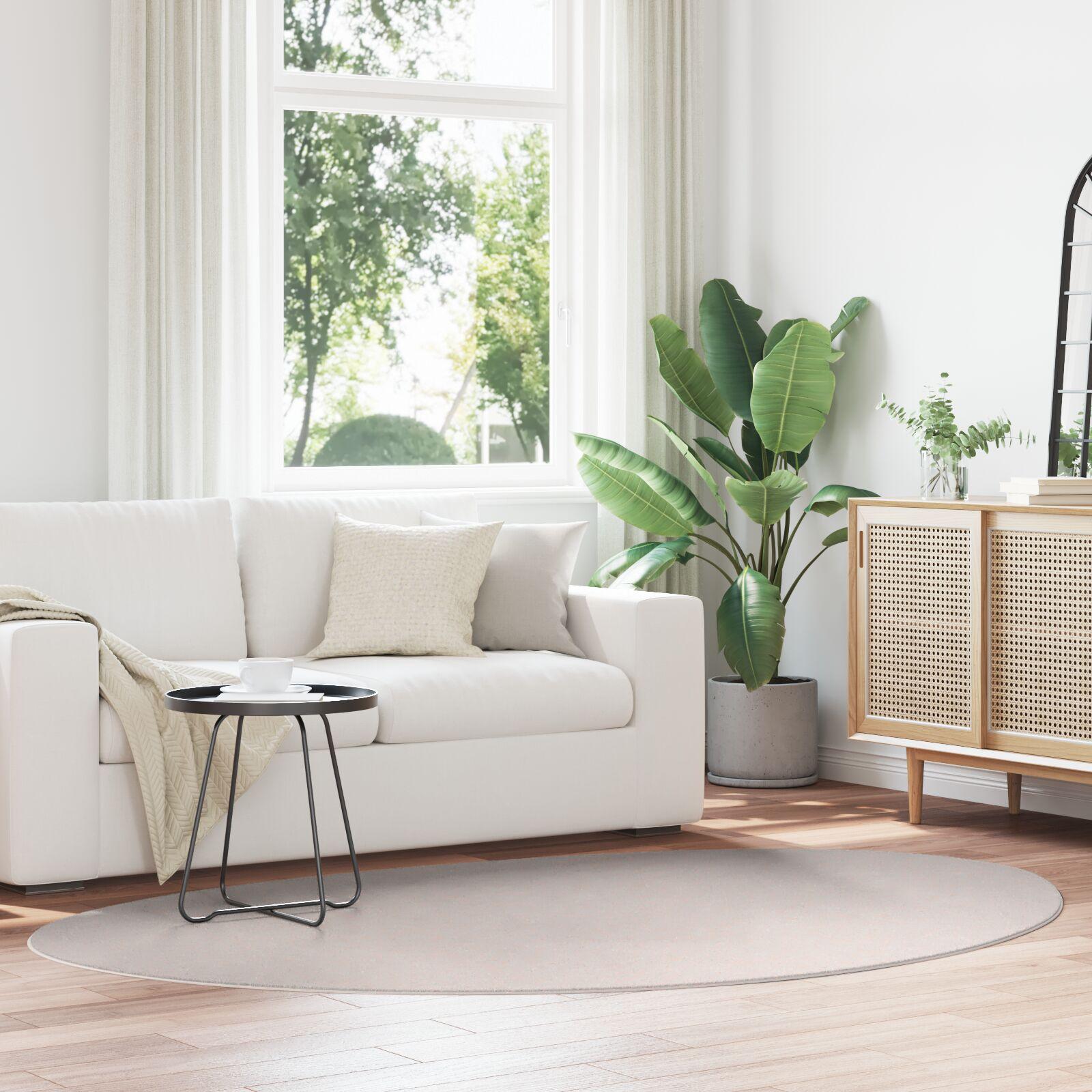 Områdetæppe sandfarvet 160 × 230 cm - blødt polyester, skridsikkert