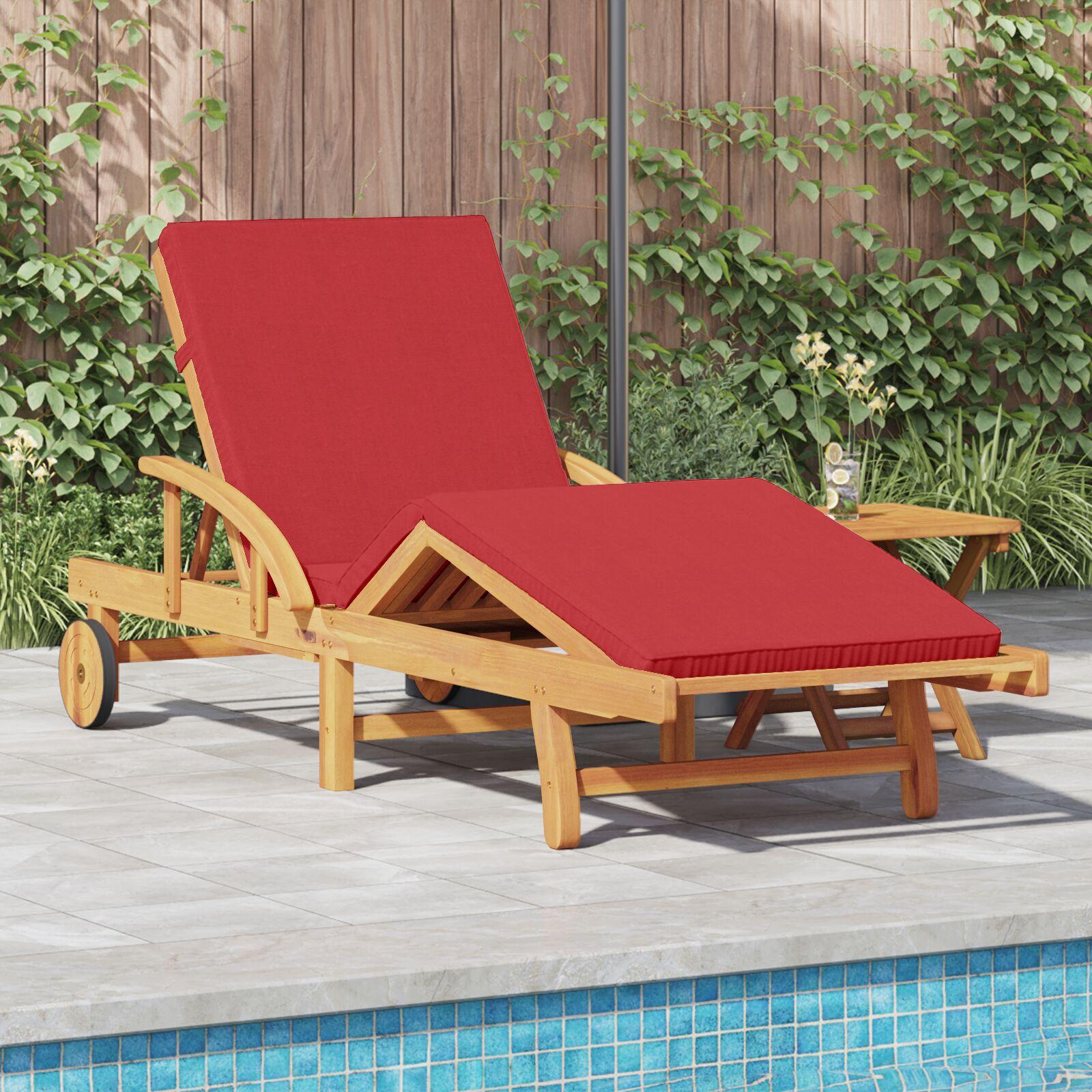 Solstol med pude 1-person Rød 200 x 67 x 84cm Massivt akacietræ