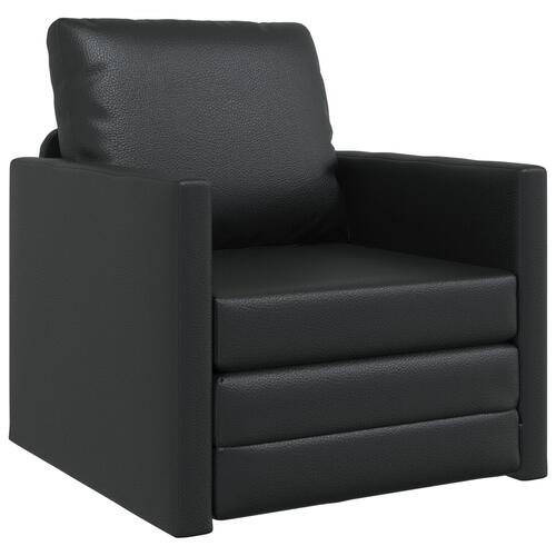 Floor Sofa Bed 2-i-1 Sort 74x77x81 cm Kunstlæder