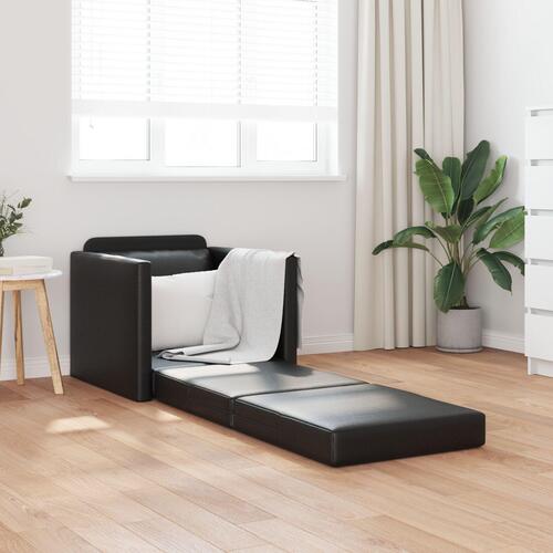 Floor Sofa Bed 2-i-1 Sort 74x77x81 cm Kunstlæder
