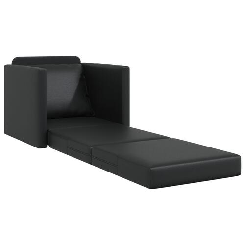Floor Sofa Bed 2-i-1 Sort 74x77x81 cm Kunstlæder