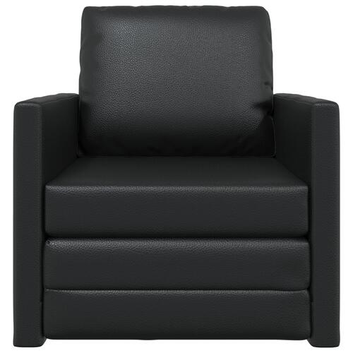 Floor Sofa Bed 2-i-1 Sort 74x77x81 cm Kunstlæder