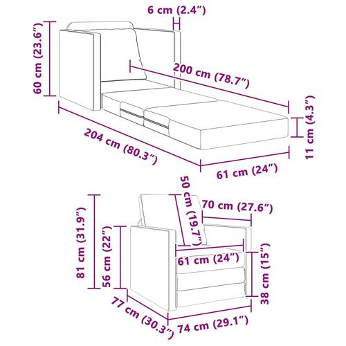 Floor Sofa Bed 2-i-1 Sort 74x77x81 cm Kunstlæder