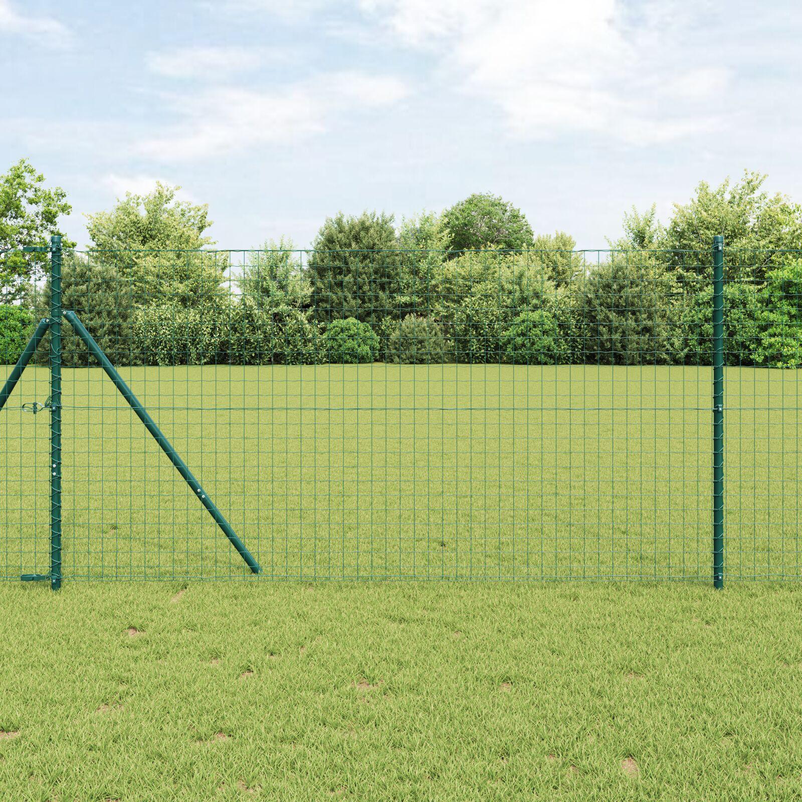 Hegnssøjler 13 stk Grøn Ø32mm 170 cm Galvaniseret stål