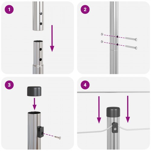 Hegnspæle 7 pcs Ø32 mm 190 cm Galvaniseret Stål
