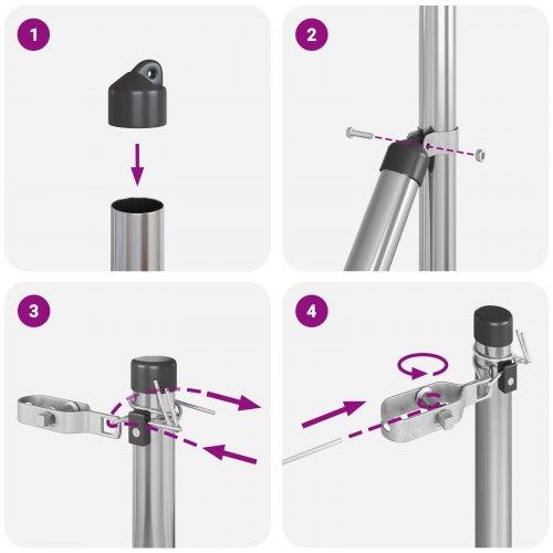 Hegnspæle 7 pcs Ø32 mm 190 cm Galvaniseret Stål