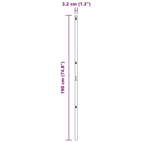 Hegnspæle 7 pcs Ø32 mm 190 cm Galvaniseret Stål