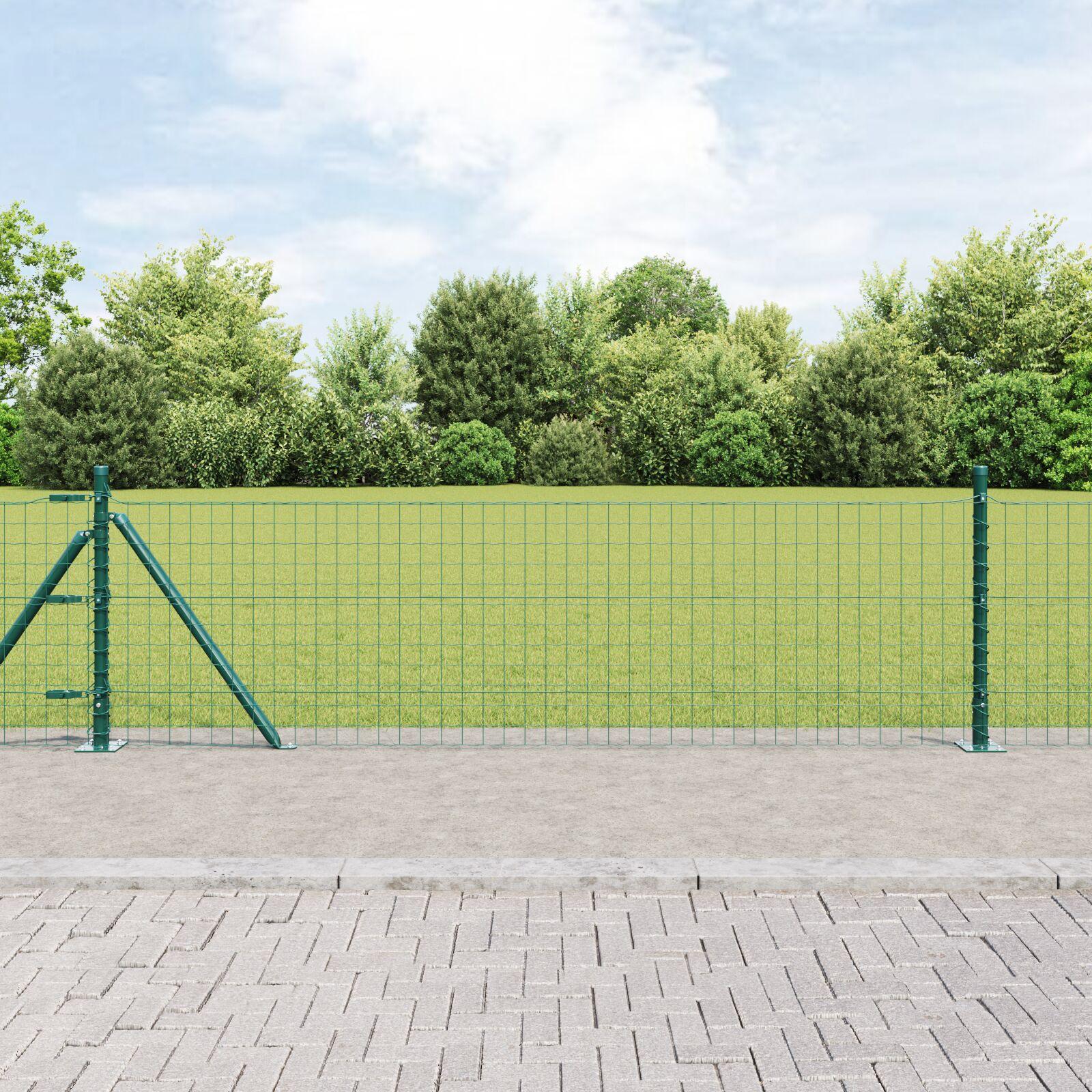 Hegnssøjler 13 stk Grøn Ø32mm 50 cm Galvaniseret stål