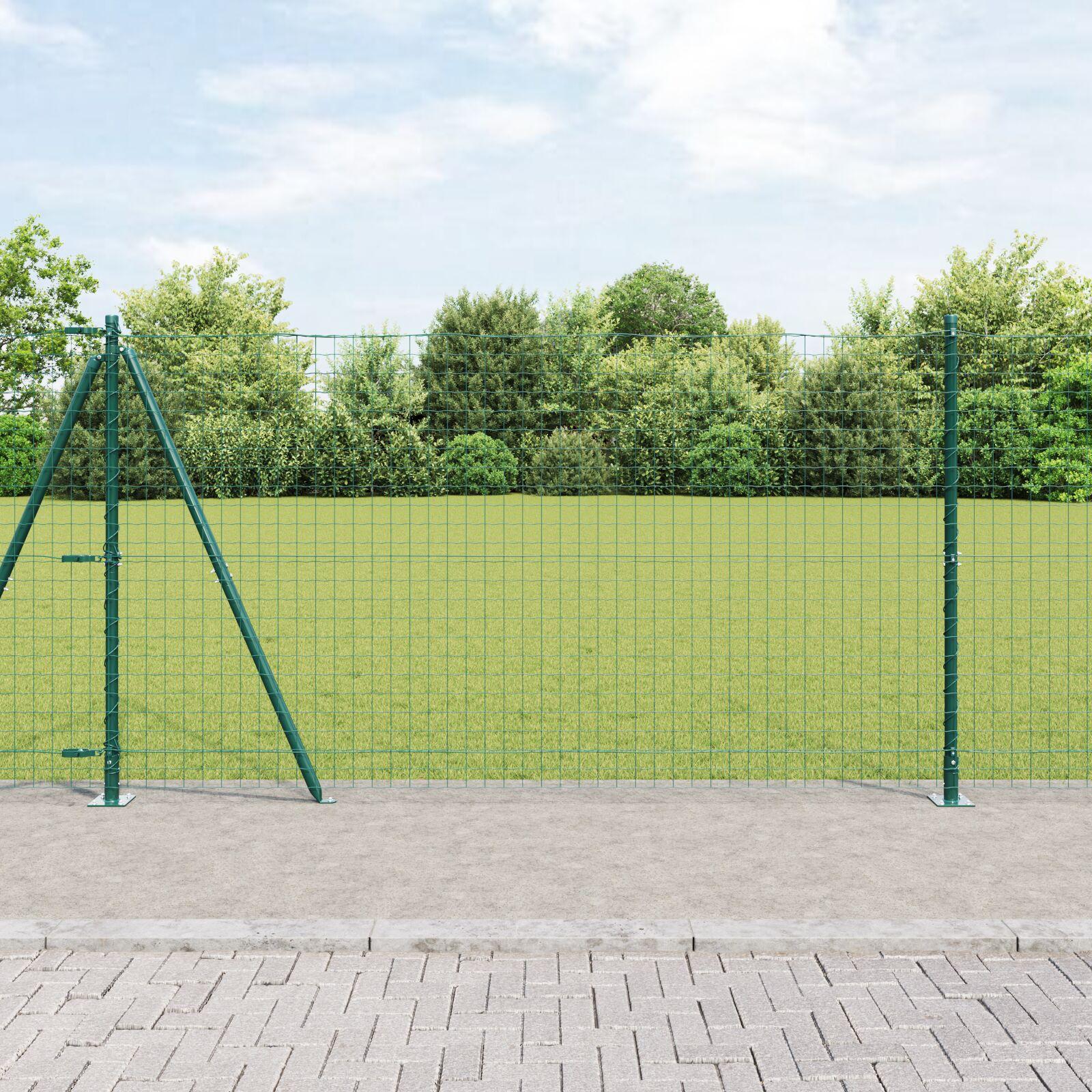 Hegnssøjler 13 stk Grøn Ø32mm 130 cm Galvaniseret stål