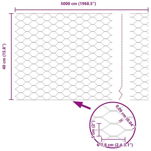 Hexagon Stakit Grøn 0.4x50 m Stål