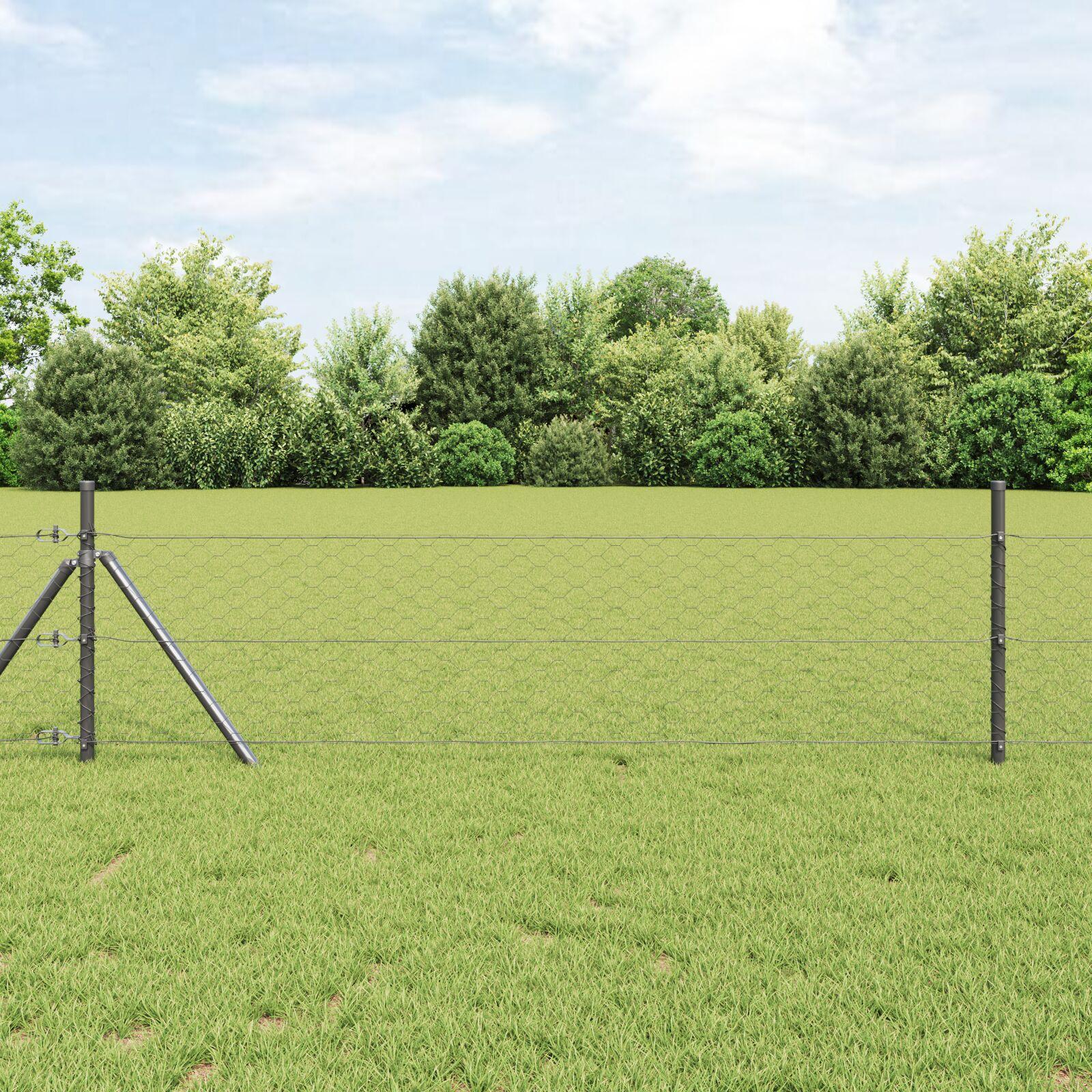 Heksagon Hegn Grå 1.6x50 m Stål