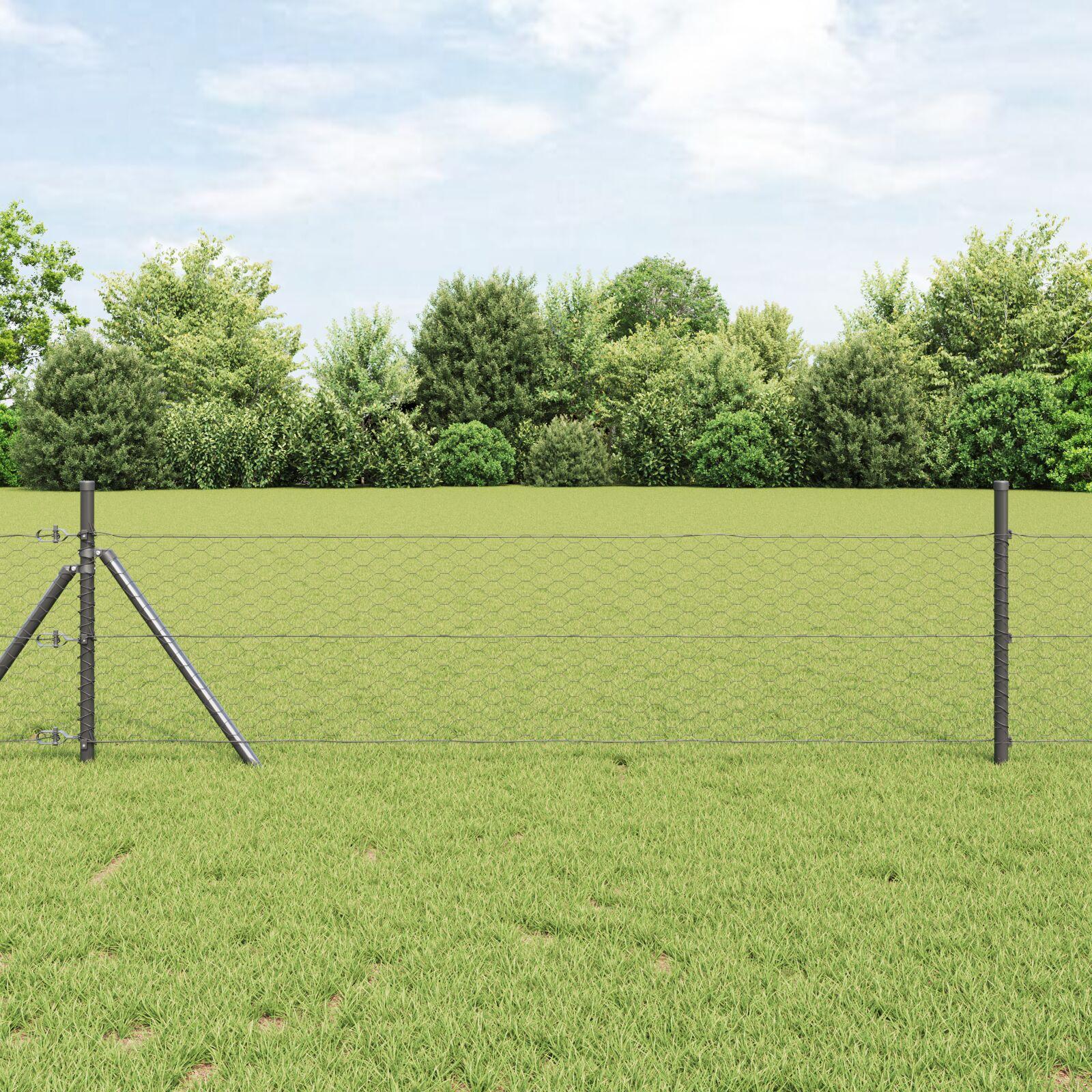 Hexagon Indhegning Grå 0,6x100 m Stål