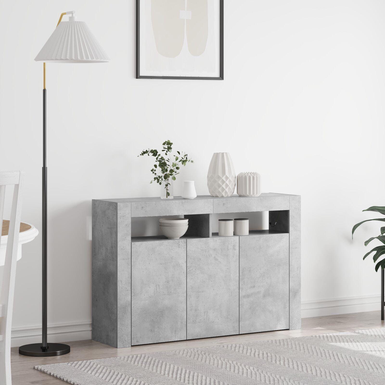 Skænk Beton grå Konstrueret træ 116 x 30 x 75 cm Rektangulær