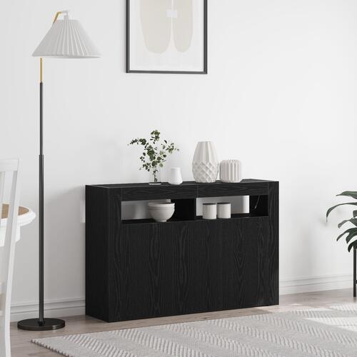 Skænk Sort egetræ Ingeniørtræ 116 x 30 x 75 cm Moderne skænk