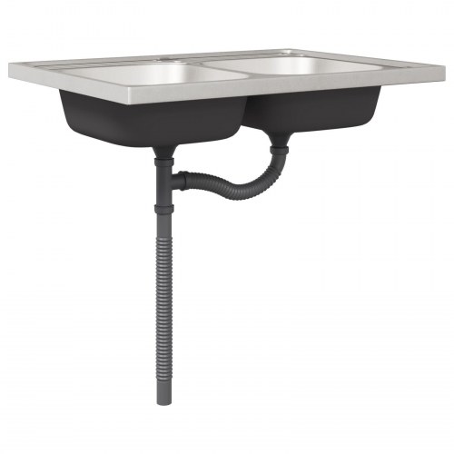 Køkkenskab 'Lucca' med dobbelte vaske - Gamle træ, Konstrueret træ