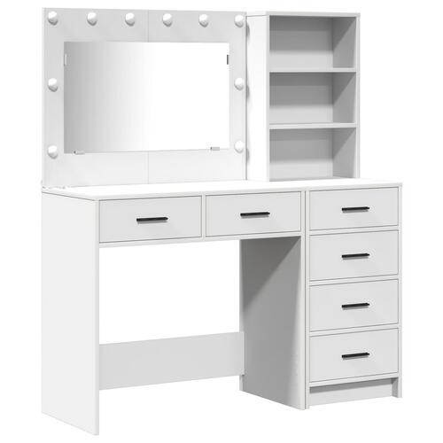 2 Delt Dressing Table Set med LED Hvid Ingenieret Træ