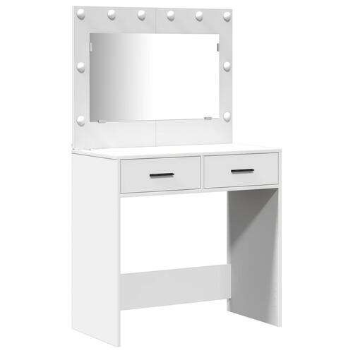 2 Delt Dressing Table Set med LED Hvid Ingenieret Træ