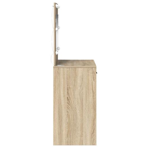 Makeupbord med LED-lys Sonoma egetræ 78.5x41x135 cm