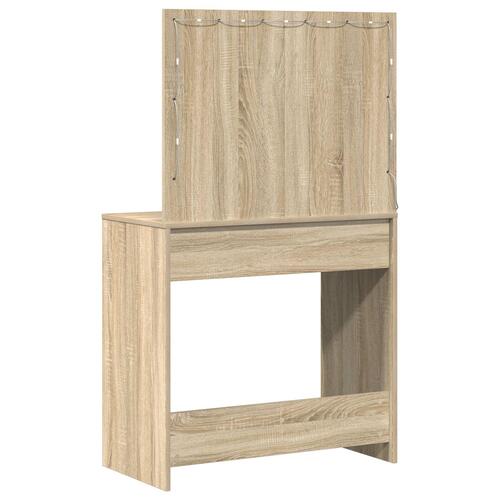 Makeupbord med LED-lys Sonoma egetræ 78.5x41x135 cm