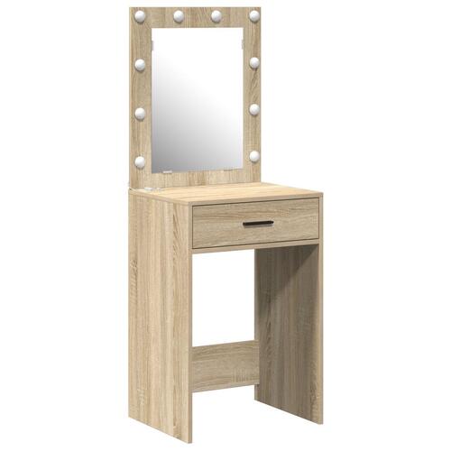 Sminkebord med LED-lys Sonoma Egetræ 50x41x135 cm
